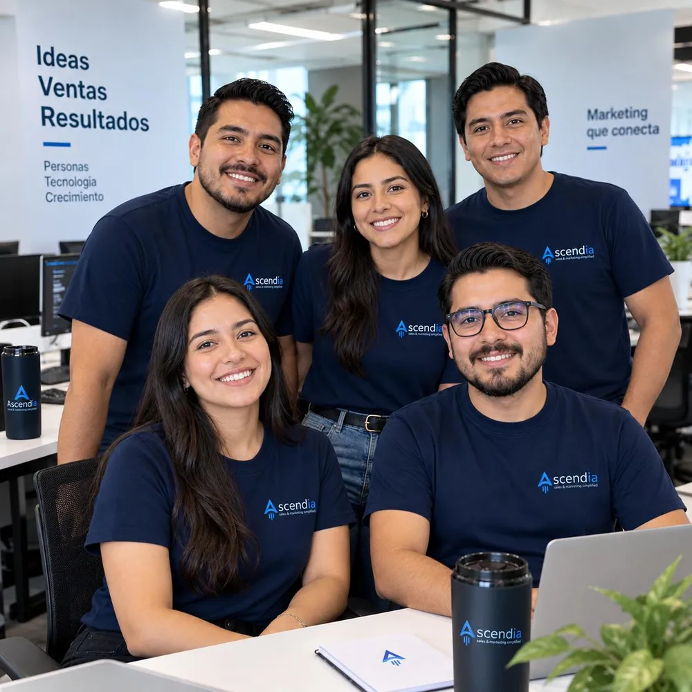 Equipo comercial de Ascendia en la oficina